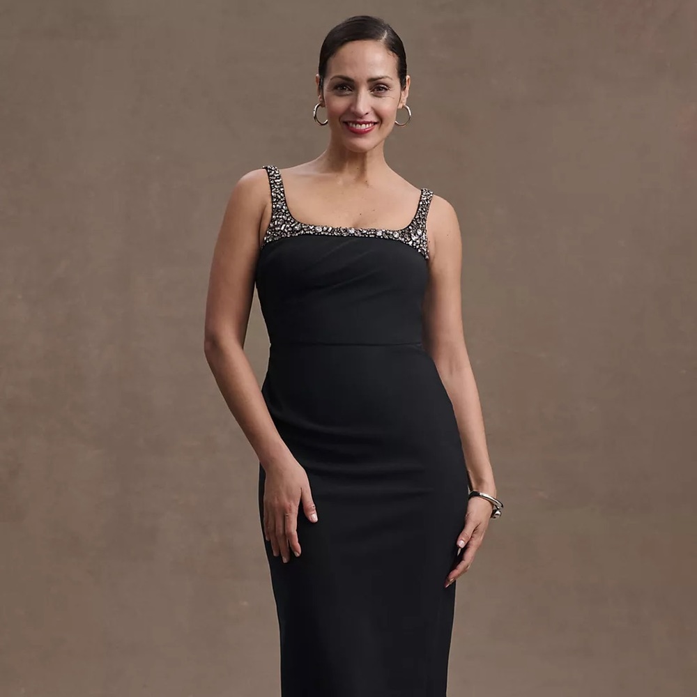 BHLDN Sachin & Babi Sam Square-Neck Side-Slit Column Gown Sz 14